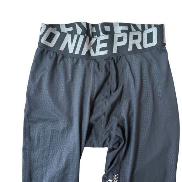 Nike Pro Hypercool Compression Pants Mens Large Tights 3/4 Black Silver - Picture 4 of 7